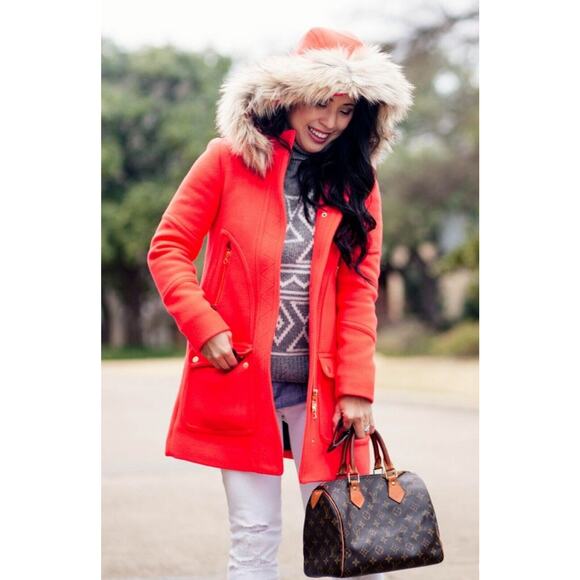 JCrew Chateau Parka in Italian Stadium-Cloth Wool 2 Bright Magenta NOWT